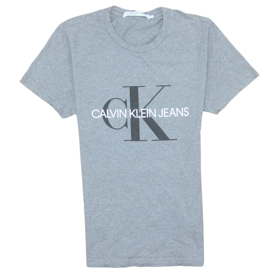 Calvin Klein Jeans Men's Grey Logo Crew Neck T-Shirt Size S