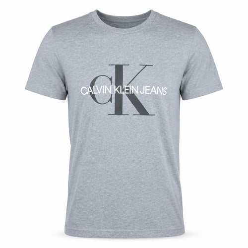 Calvin Klein Jeans Men's Grey Logo Crew Neck T-Shirt Size S