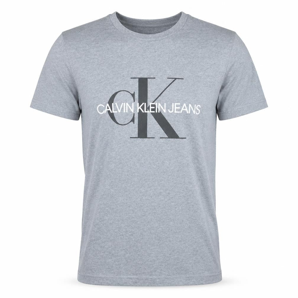 Calvin Klein Jeans Men's Grey Logo Crew Neck T-Shirt Size S