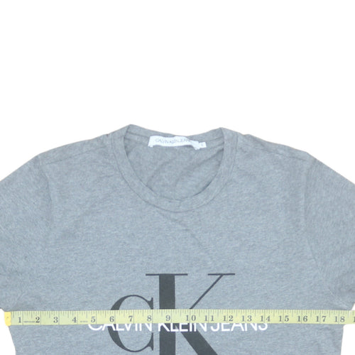 Calvin Klein Jeans Men's Grey Logo Crew Neck T-Shirt Size S