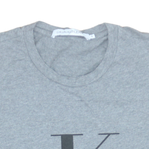 Calvin Klein Jeans Men's Grey Logo Crew Neck T-Shirt Size S