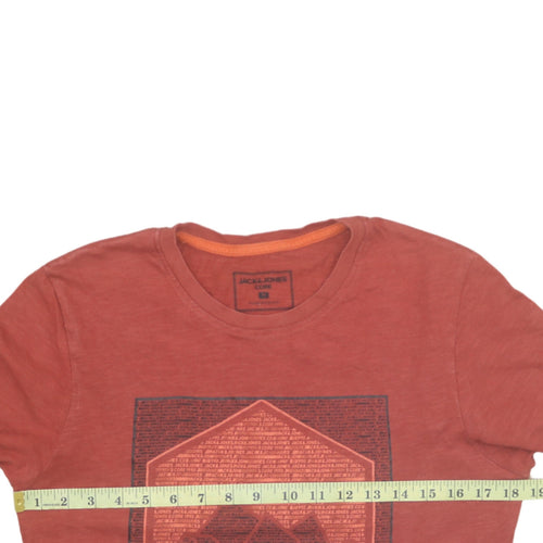 Jack & Jones Men's Red Graphic Print Crew Neck T-Shirt Size L