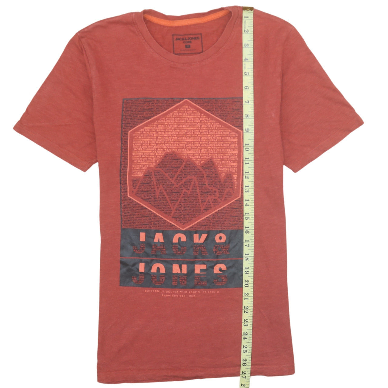 Jack & Jones Men's Red Graphic Print Crew Neck T-Shirt Size L