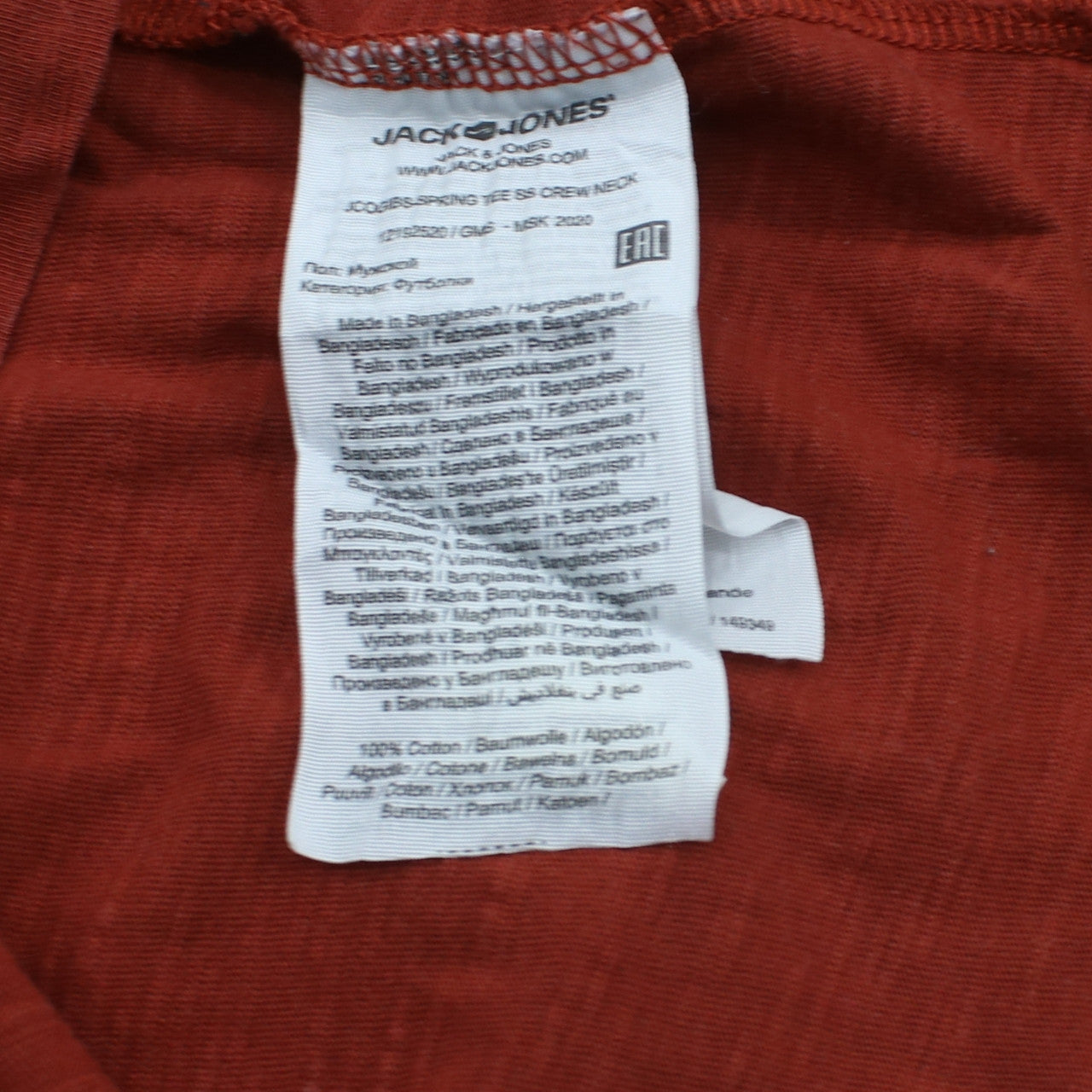 Jack & Jones Men's Red Graphic Print Crew Neck T-Shirt Size L