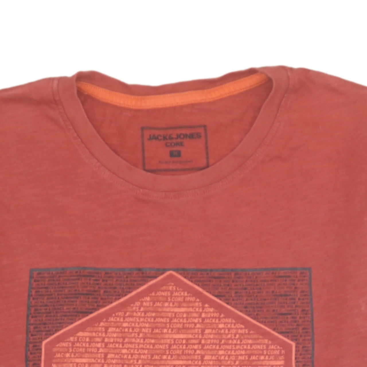 Jack & Jones Men's Red Graphic Print Crew Neck T-Shirt Size L