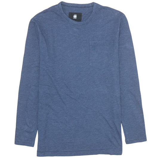 G-Star RAW Men's Blue Long Sleeve Cotton Pullover Sweatshirt L