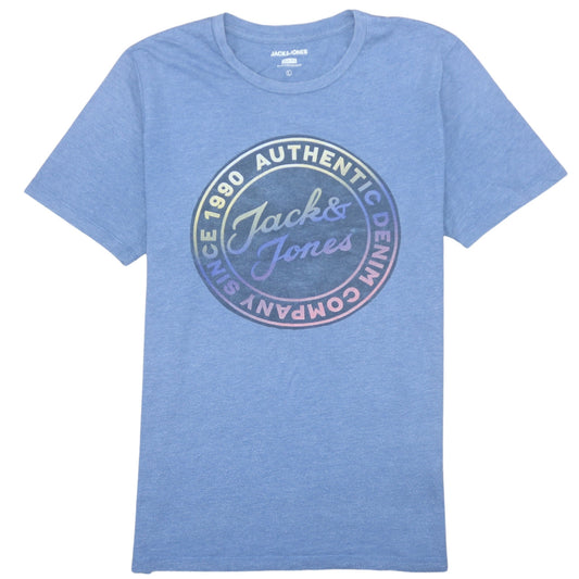 Jack & Jones Men's Blue Slim Fit Graphic T-Shirt L