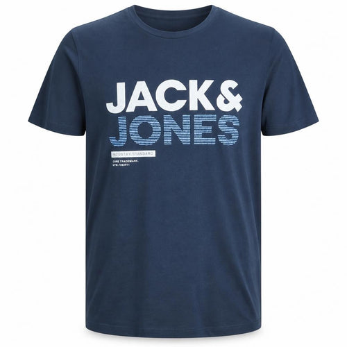Jack & Jones Men's Blue Logo Graphic Cotton T-Shirt Size M