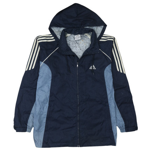 Adidas Men's Blue L Windbreaker Hooded Full Zip Jacket