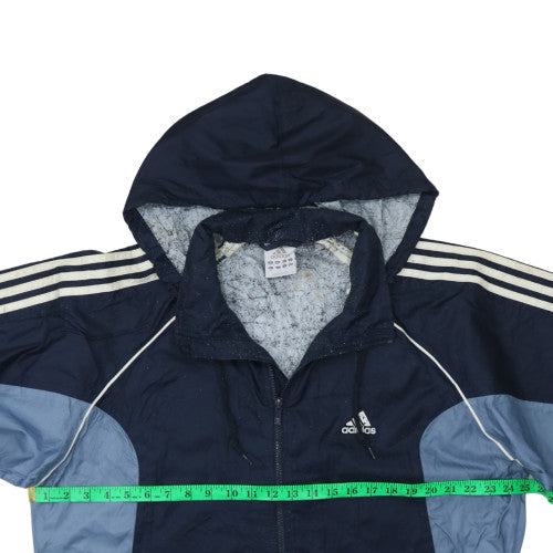 Adidas Men's Blue L Windbreaker Hooded Full Zip Jacket