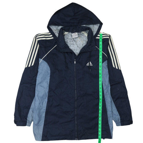 Adidas Men's Blue L Windbreaker Hooded Full Zip Jacket