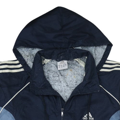 Adidas Men's Blue L Windbreaker Hooded Full Zip Jacket