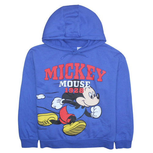 Disney Women Blue Mickey Mouse Hoodie L 14/16 Pullover Cotton