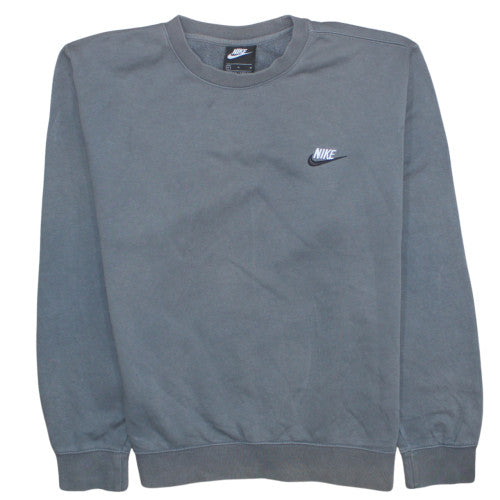 Nike Men's Grey Pullover Sweatshirt M Crew Neck Logo Fleece
