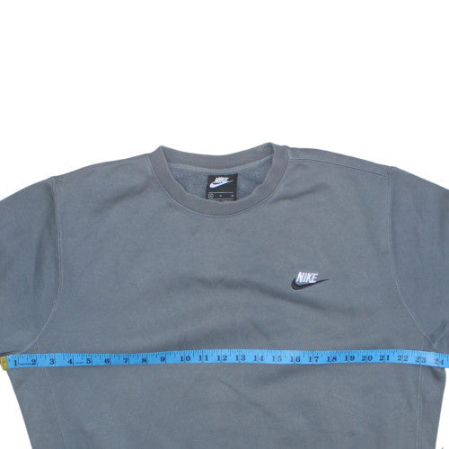 Nike Men's Grey Pullover Sweatshirt M Crew Neck Logo Fleece