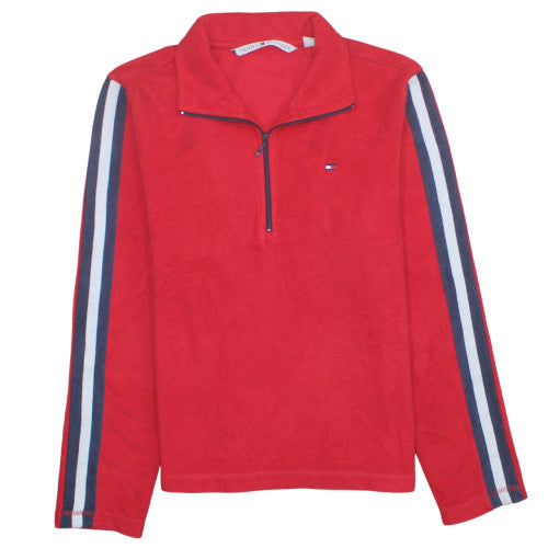 Tommy Hilfiger Men's Red 1/4 Zip Fleece Sweatshirt Size M
