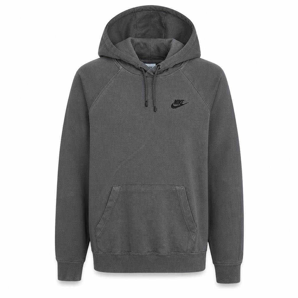 Front view of Nike Men’s Grey Pullover Hoodie Small Fleece Logo Sweatshirt
