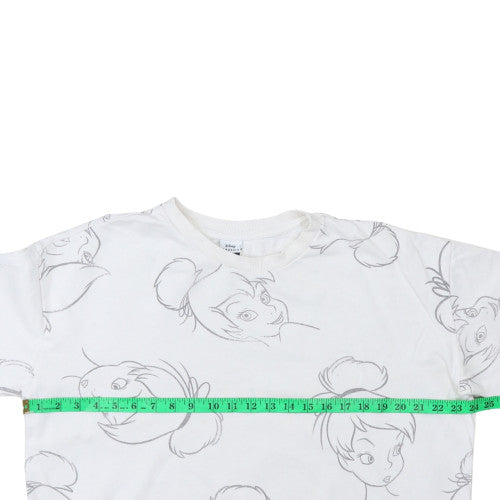Disney Women White Tinker Bell Sweatshirt L Crew Neck Pullover
