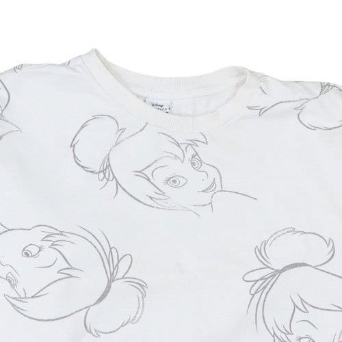 Disney Women White Tinker Bell Sweatshirt L Crew Neck Pullover