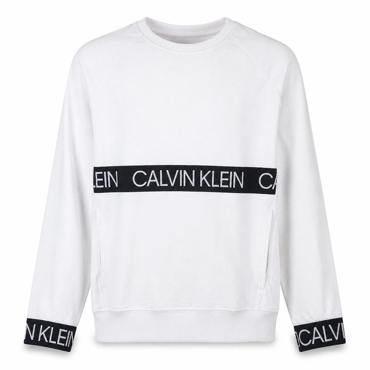 Calvin Klein Men’s White Logo Crew Neck Pullover Sweatshirt S