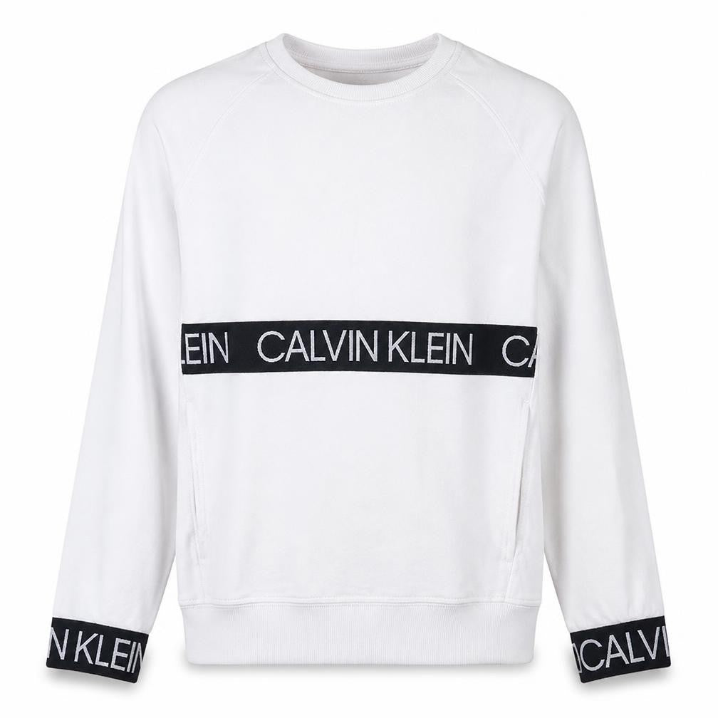 Calvin Klein Men’s White Logo Crew Neck Pullover Sweatshirt S