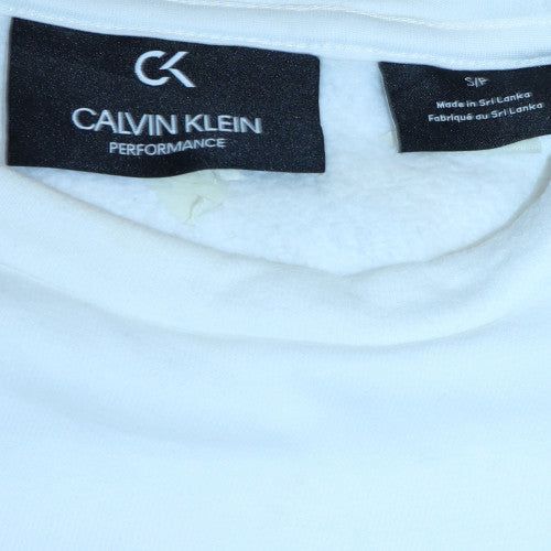 Calvin Klein Men’s White Logo Crew Neck Pullover Sweatshirt S