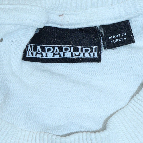 Napapijri Men's White Graphic Outdoor Cotton T-Shirt Size L
