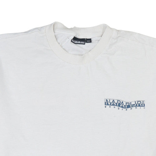 Napapijri Men's White Graphic Outdoor Cotton T-Shirt Size L