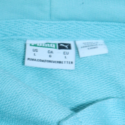 Puma Women's Blue Pullover Hoodie Size L Cotton Casual Sweatshirt