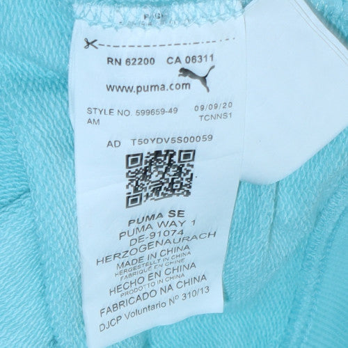 Puma Women's Blue Pullover Hoodie Size L Cotton Casual Sweatshirt