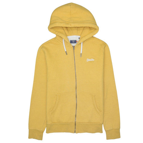 Superdry Mens Yellow Full Zip Hoodie Size M Hooded Sweatshirt