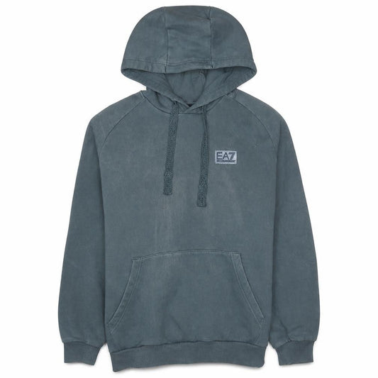 Front view of Emporio Armani EA7 Men's Green Pullover Hoodie M Regular Fit