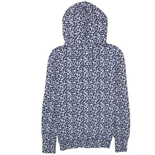 Superdry Women Blue Floral Print Pullover Hoodie Size M
