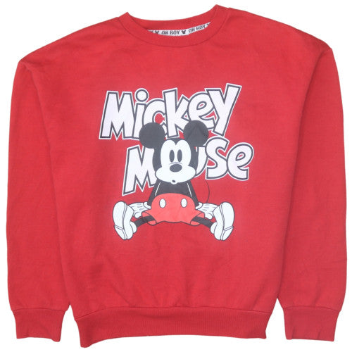 Disney Womens Red Mickey Mouse Pullover Sweatshirt Size 12/14