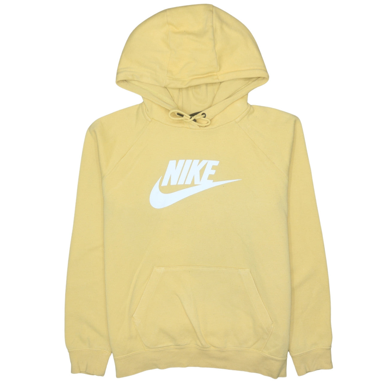 Nike Men’s Yellow Pullover Hoodie Large Fleece Logo Sweatshirt