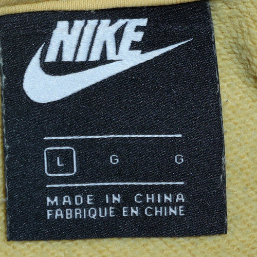 Nike Men’s Yellow Pullover Hoodie Large Fleece Logo Sweatshirt