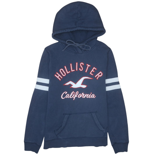 Hollister Men's Blue Pullover Hoodie M Embroidered Logo Fleece