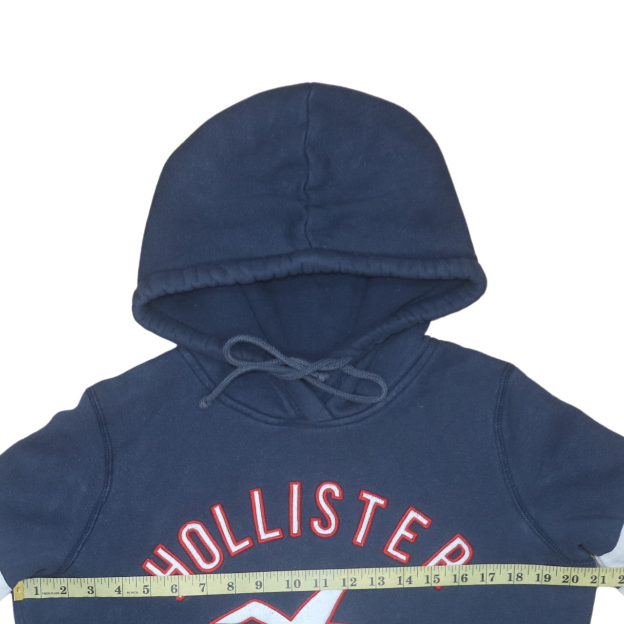 Hollister Men's Blue Pullover Hoodie M Embroidered Logo Fleece