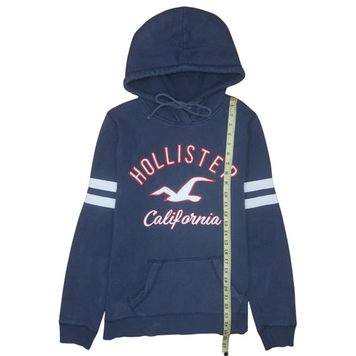 Hollister Men's Blue Pullover Hoodie M Embroidered Logo Fleece