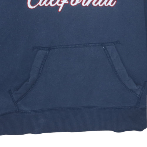 Hollister Men's Blue Pullover Hoodie M Embroidered Logo Fleece