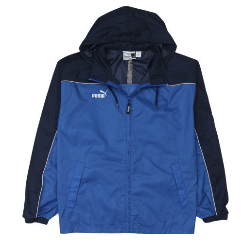 Puma Men's Blue Hooded Windbreaker Jacket Size M