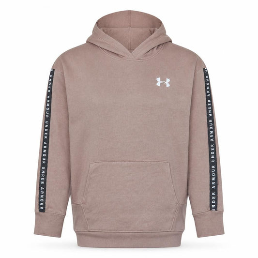 Front view of Under Armour Men's Brown Small Pullover Hoodie Fleece Logo Sportswear