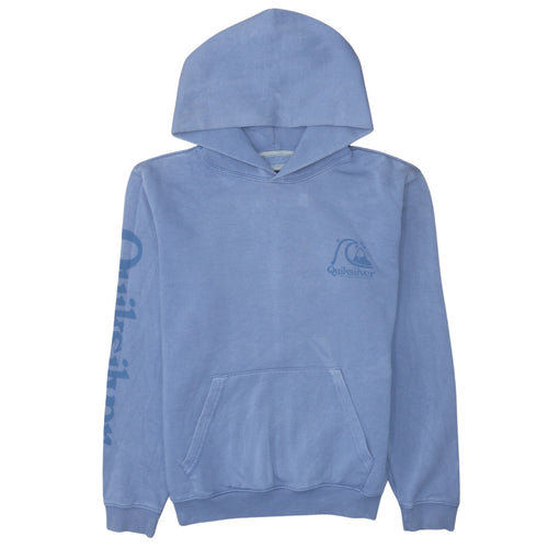 Quiksilver Men's Blue Pullover Hoodie Size L Graphic Logo Surf Style
