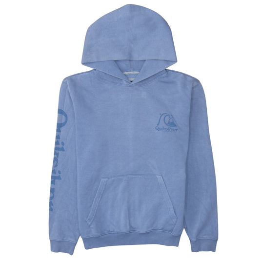 Quiksilver Men's Blue Pullover Hoodie Size L Graphic Logo Surf Style