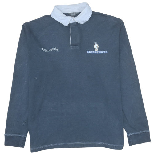 Wolsey Mens Blue Collared Henley Sweatshirt Size M Embroidered Logo