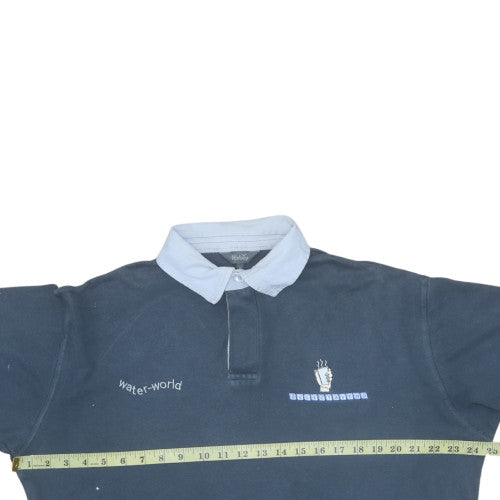 Wolsey Mens Blue Collared Henley Sweatshirt Size M Embroidered Logo