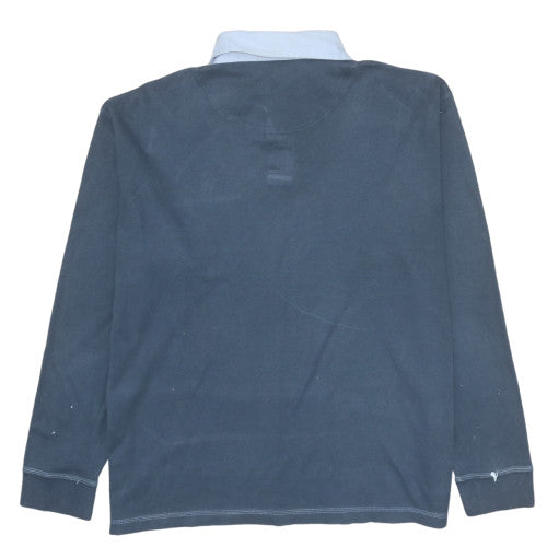 Wolsey Mens Blue Collared Henley Sweatshirt Size M Embroidered Logo