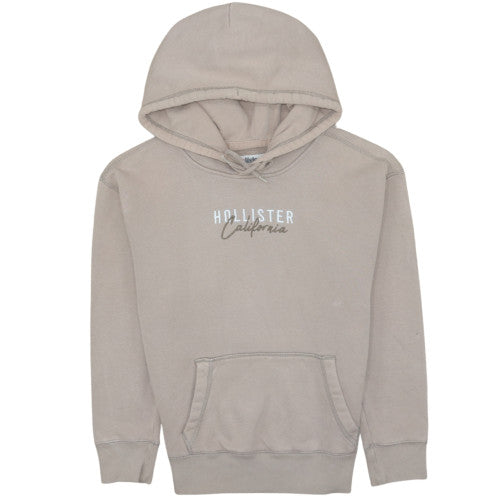 Hollister Men’s Beige Pullover Hoodie XS Logo Fleece Sweatshirt