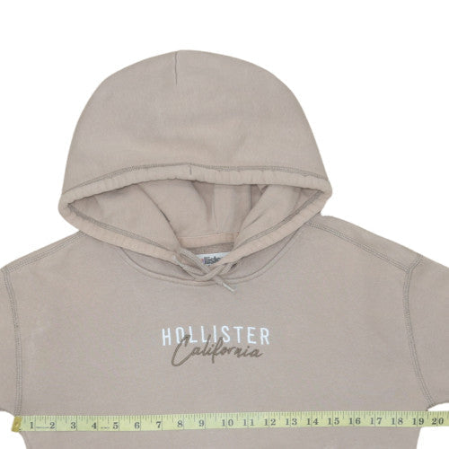 Hollister Men’s Beige Pullover Hoodie XS Logo Fleece Sweatshirt
