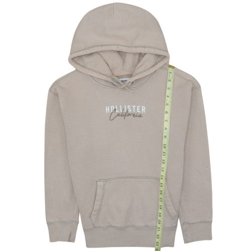 Hollister Men’s Beige Pullover Hoodie XS Logo Fleece Sweatshirt
